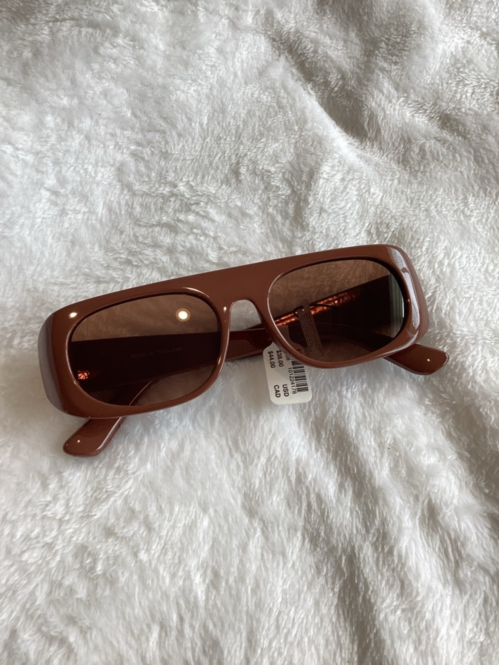 Anthropologie Flat Rectangle Sunglasses Elite Eyewear UV Polycarbonate New Mocha - Picture 4 of 11